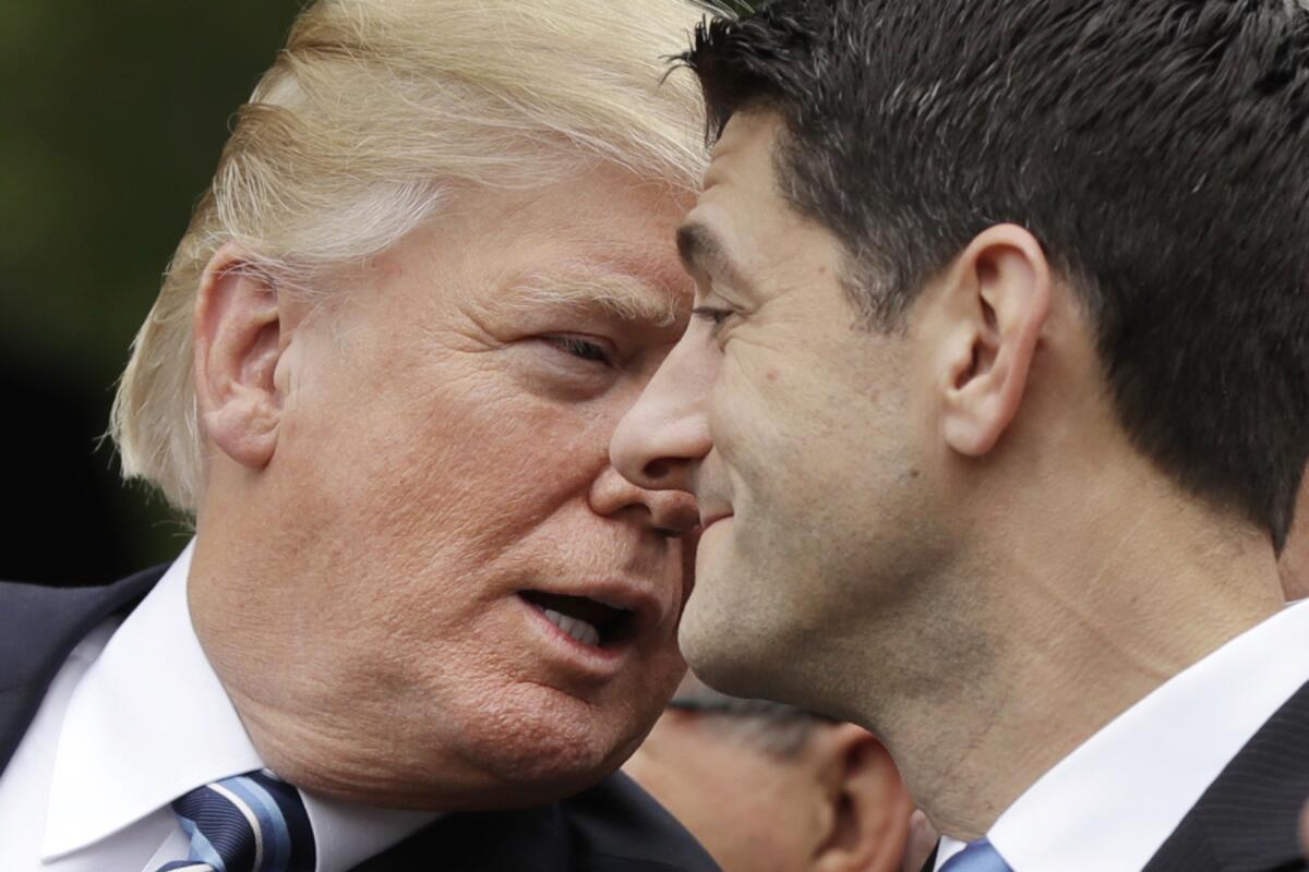 President Trump and House Speaker Paul D. Ryan (R-Wis.) in the White House Rose Garden.