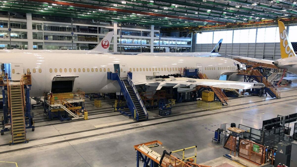 Boeing airplanes under construction in South Carolina in March.