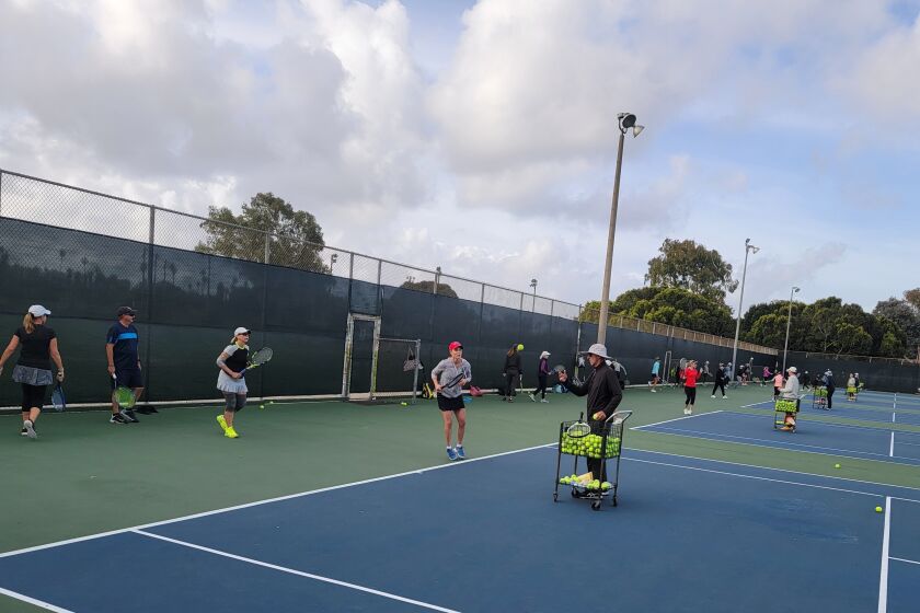 The tennis courts were filled for a clinic recently at the Peninsula Tennis Club in Ocean Beach.