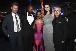 Kenneth Mitchell, from left, Kenric Green, Sonequa Martin-Green, Mary Chieffo and Alex Kurtzman attend the Governors Ball during night one of the Television Academy's 2018 Creative Arts Emmy Awards at the Microsoft Theater on Saturday, Sept. 8, 2018, in Los Angeles. (Photo by Richard Shotwell/Invision/AP)