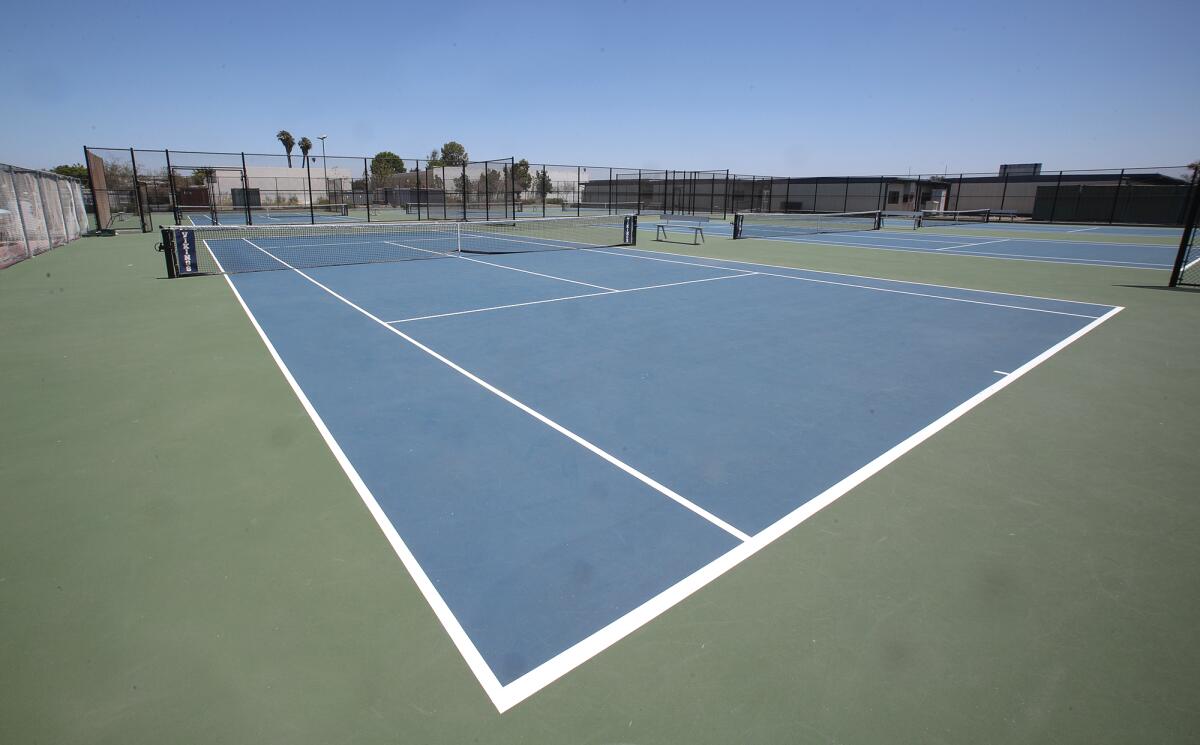 Marina High School recently renovated and resurfaced its tennis courts.