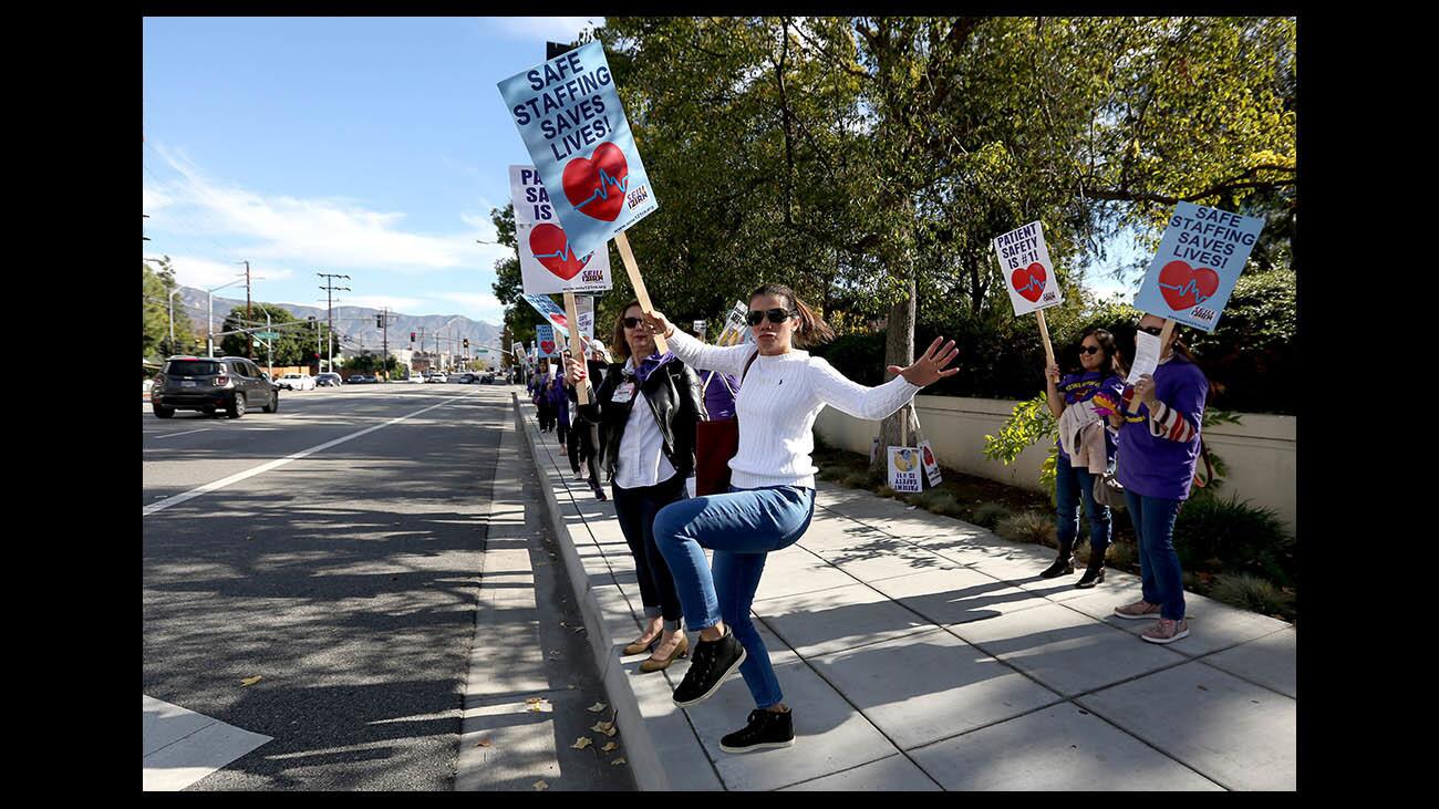 Providence St. Joseph Medical Center registered nurses picketed outside the hospital on Alameda Ave.., in Burbank on Thursday, Dec. 20, 2018. Nurses are protesting working conditions and staffing issues.