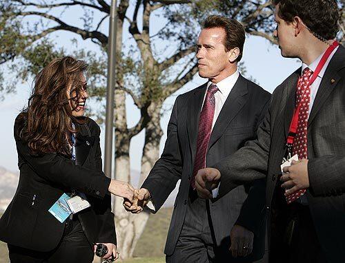 Debate -- Schwarzenegger arrives