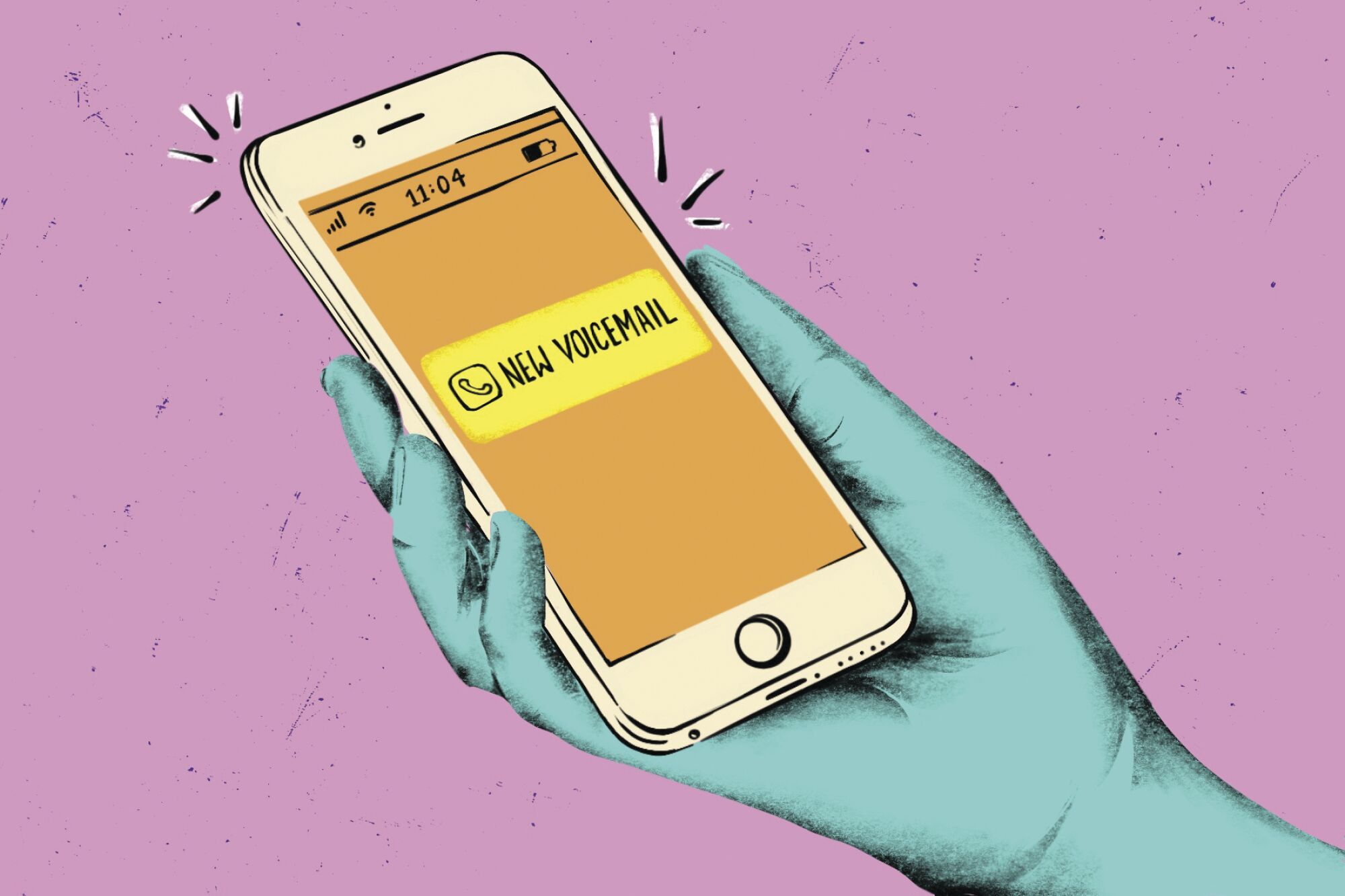 Illustration of phone with new voicemail alert