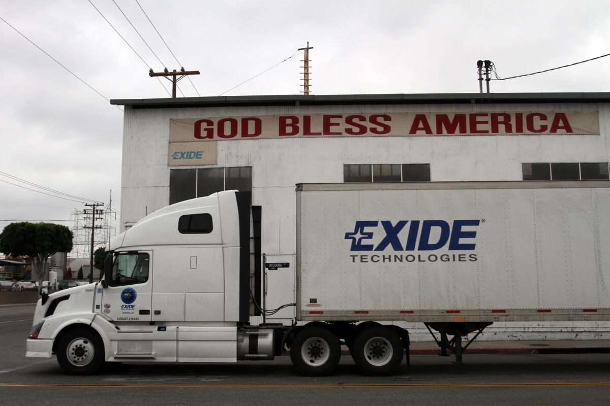 An agreement reached between the South Coast Air Quality Management District and Exide Technologies would require the Vernon battery recycler to install new pollution control equipment and take other measures to control emissions of lead and arsenic.
