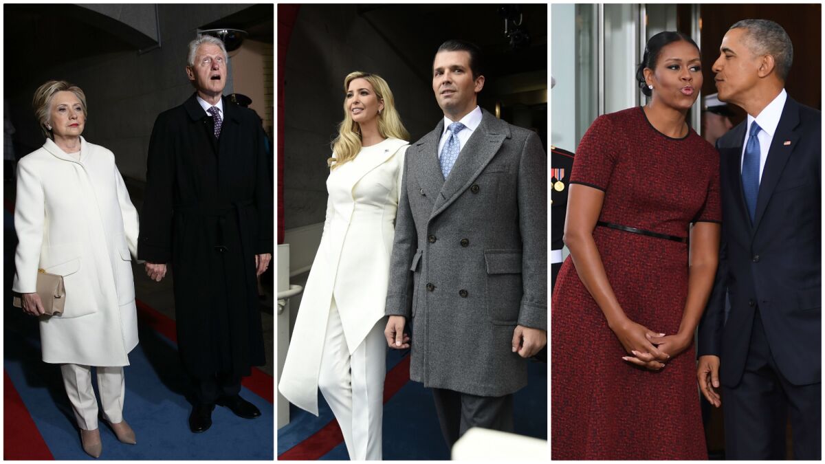 From left: former Secretary of State Hillary Clinton, former President Bill Clinton; Ivanka Trump, Donald Trump Jr.; Michelle Obama and President Obama.