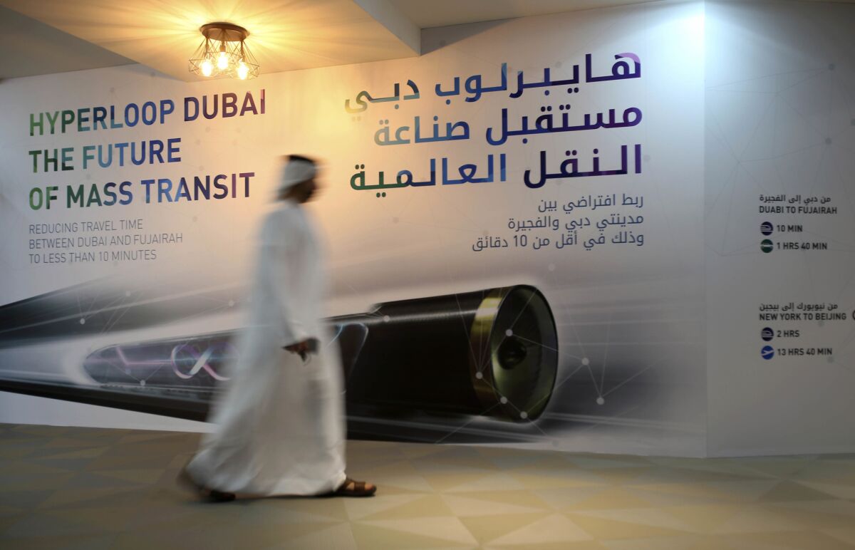 An advertisement in Dubai earlier this month touts the planned Hyperloop Dubai.