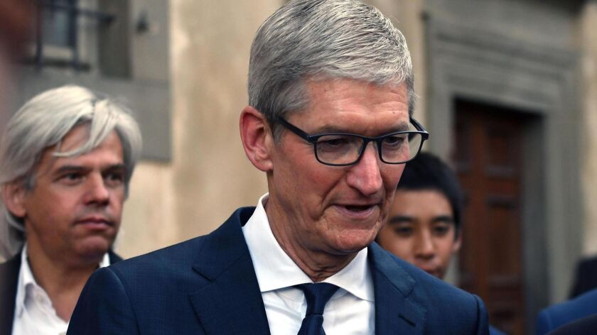 Apple CEO Tim Cook at a fashion show by Roberto Cavalli in Florence, Italy, on June 13. While in Dublin on Tuesday, Cook called family separations at the U.S.-Mexico border "inhumane."