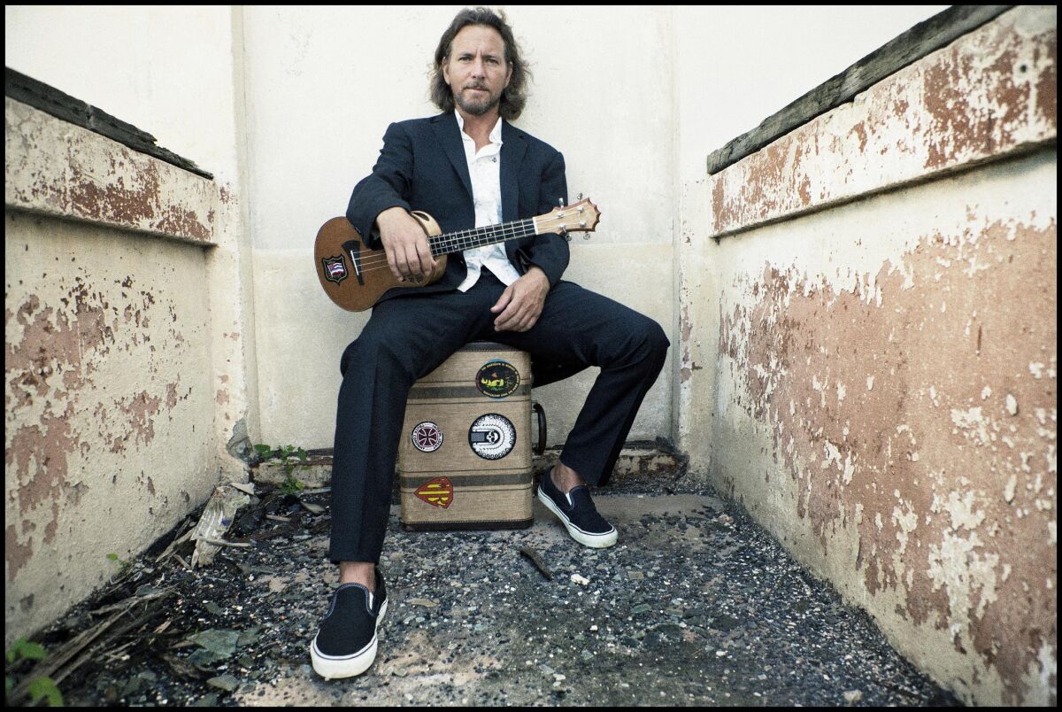 Pearl Jam's Eddie Vedder credits the ukulele for opening a new musical door for him. The former San Diegan performs a solo show here July 5. Danny Clinch — Danny Clinch