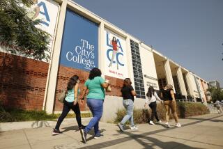 Adult students in the English as a second language class make their way on Los Angeles City College campus.