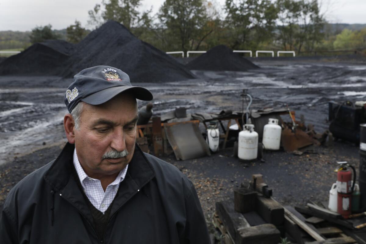 David Osikowicz, age 66, is owner of Original Fuels, a coal brokerage and four affiliated coal mines in Punxsutawney, Pa. Five years ago this whole lot would be piled high with coal, but demand has fallen sharply.
