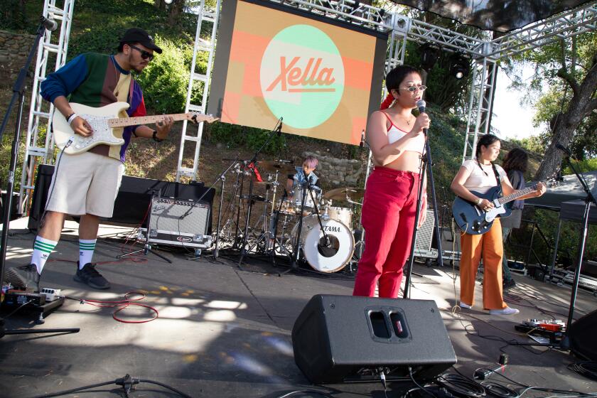 LOS ANGELES - CA - MAY 14, 2022: Xella plays at the NextFest LA festival at the Los Angeles County Fair in Pomona, California on May 14th, 2022. Xella is one of the many bands who play every for the festival every year.