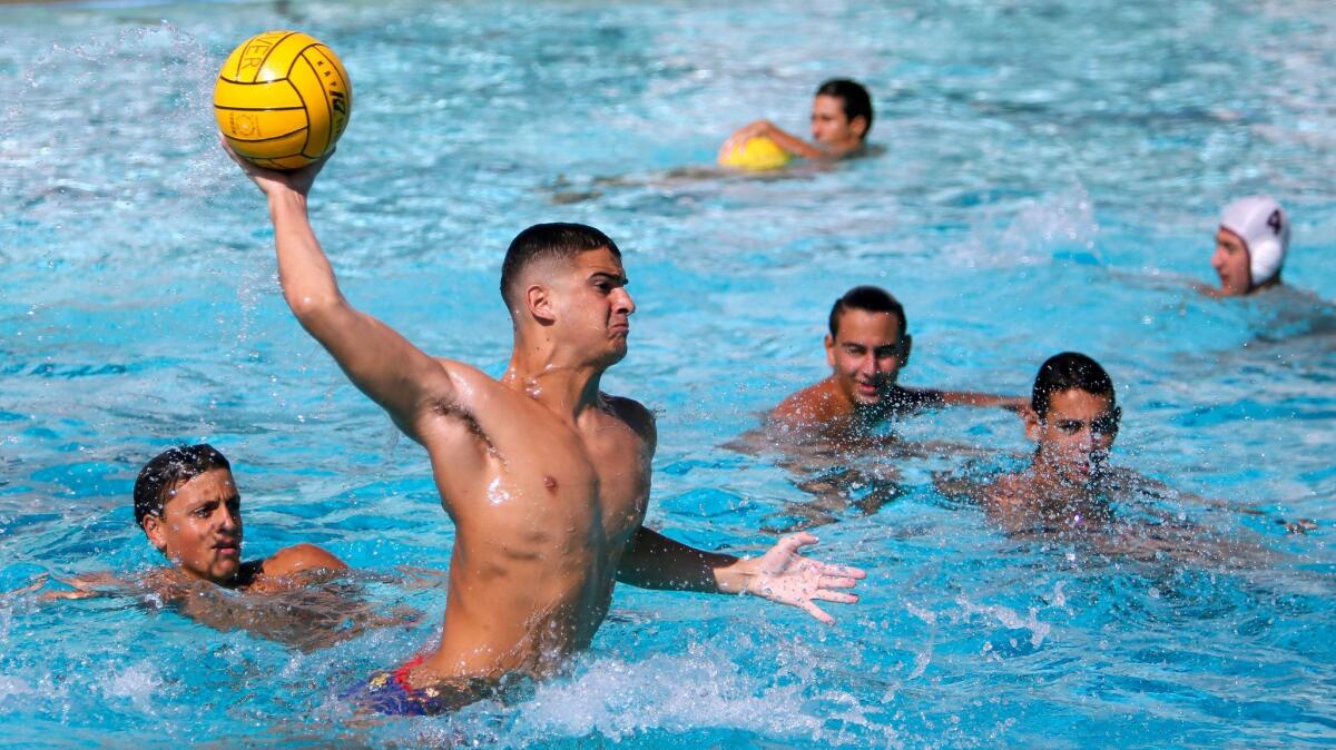 Hoover High's David Ashkharian takes a shot on goal during a recent practice.