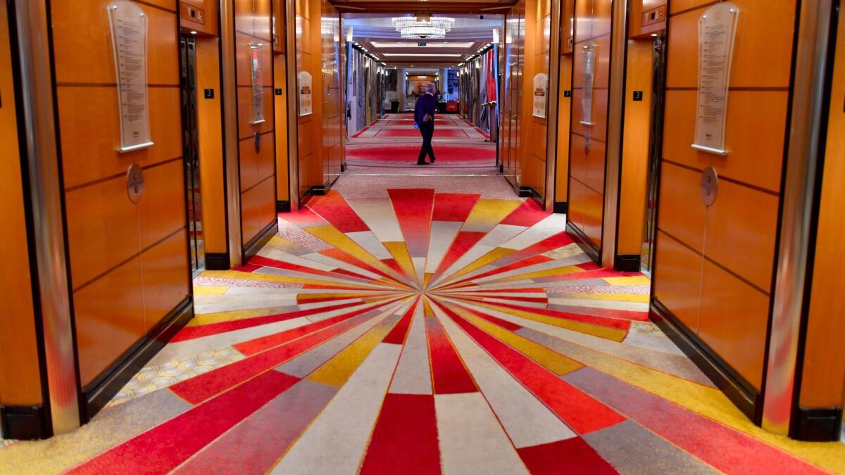 A corridor aboard the Cunard cruise liner Queen Mary 2, which underwent $132-million makeover, took the 2017 top spot for mega-cruise ships among Travel + Leisure readers.