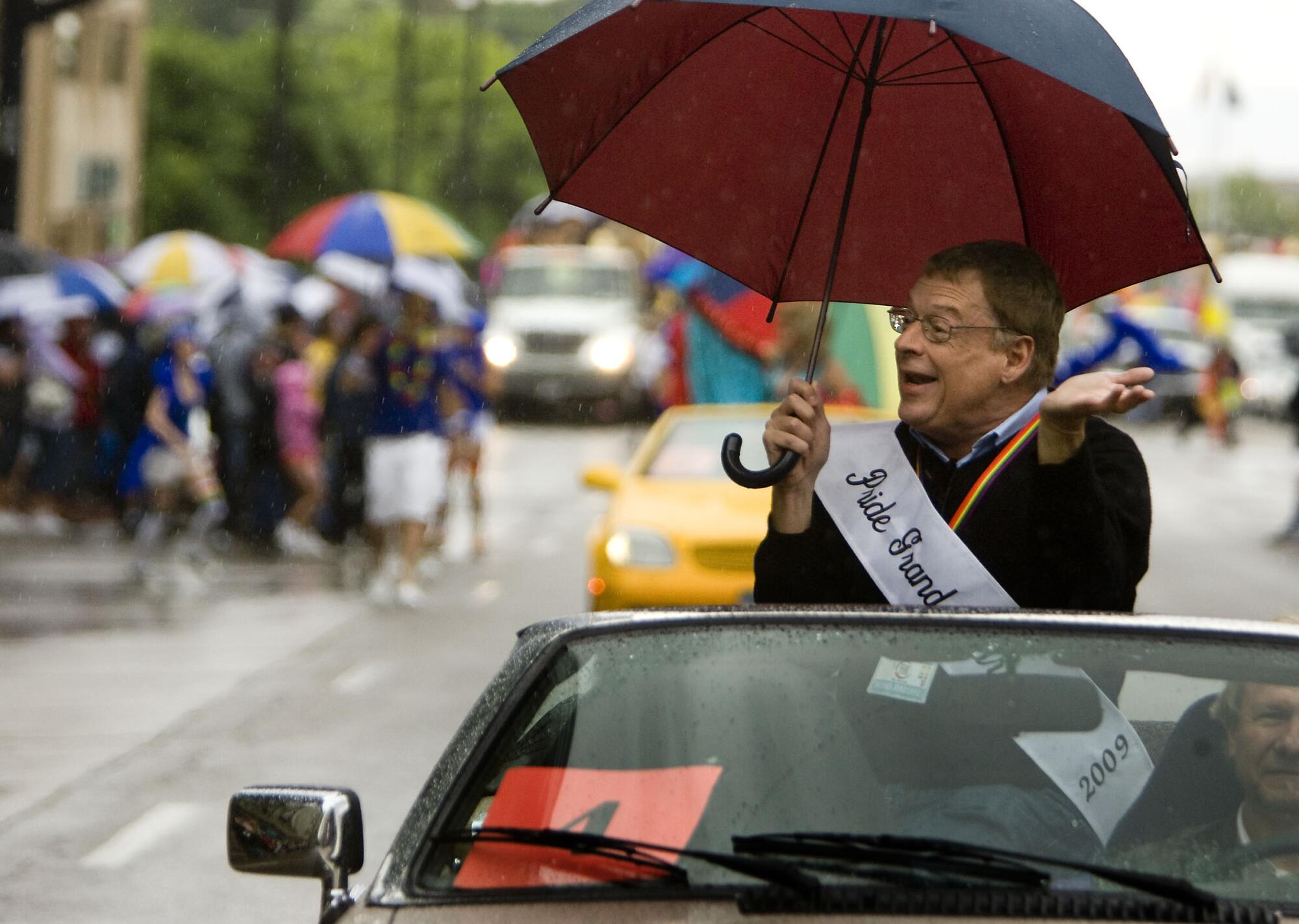 AIDS activist Cleve Jones rides at the front of the Utah Pride Parade in downtown Salt Lake City, Utah on June, 7, 2009.