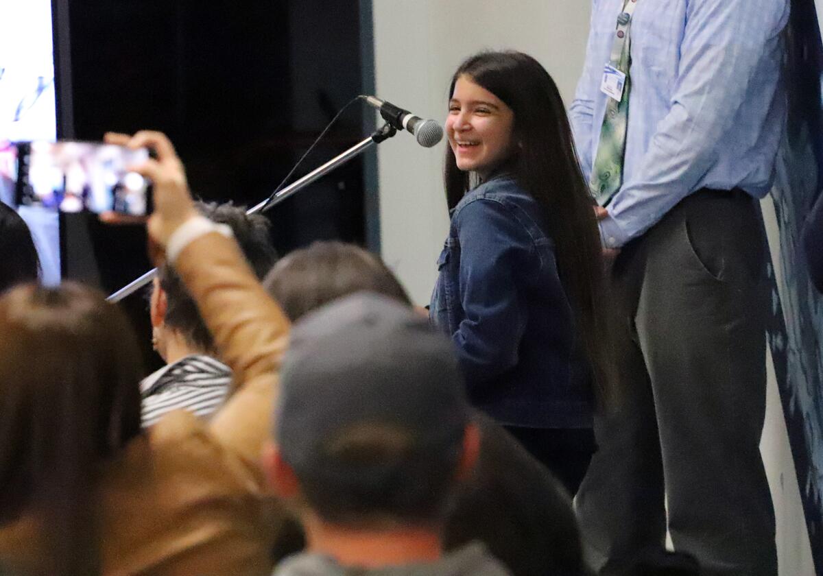 Village View Elementary student Abby Jimenez spoke about the importance of keeping schools open during a meeting Wednesday.