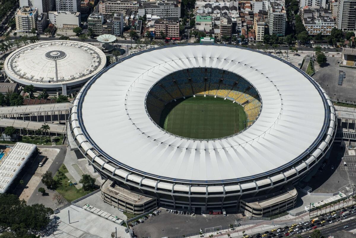 Aerial view of the Mario Filho stadium in Rio de Janeiro. The stadium is scheduled to host the 2016 Summer Olympics.