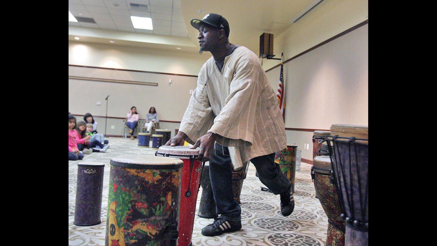 Photo Gallery: Hands-on percussion demonstration by Marcus Miller Drums at Buena Vista Branch Library