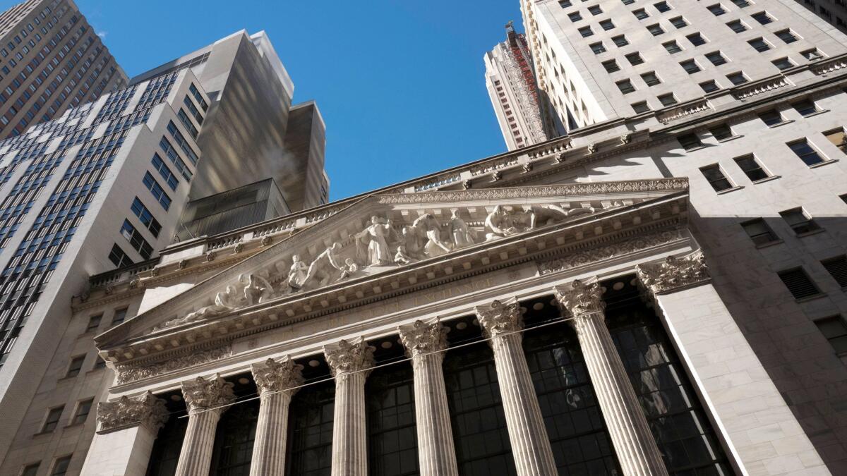 The New York Stock Exchange building in New York.