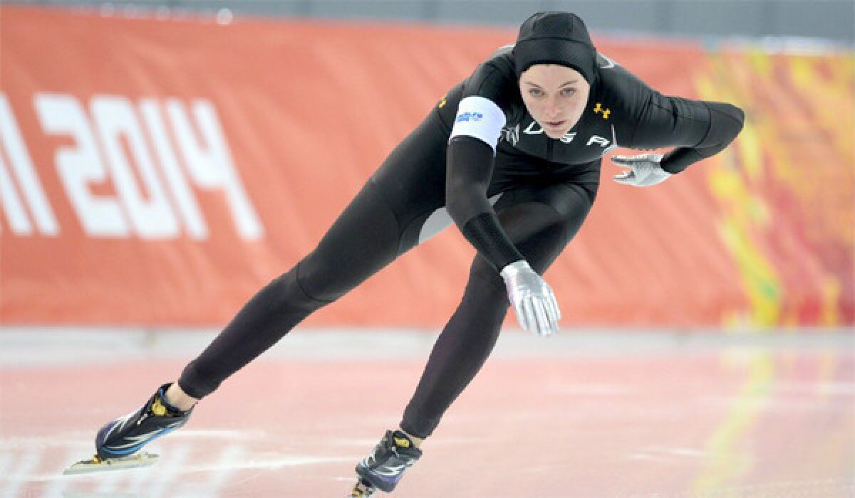 Heather Richardson finished seventh overall in the 1000-meter event while wearing Under Armour's Mach 39 speedskating suit Thursday at the 2014 Sochi Olympics.