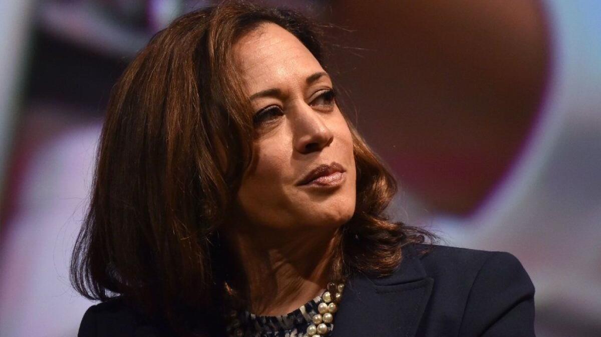 Sen. Kamala Harris at the United State of Women Summit at the Shrine Auditorium in Los Angeles last May.