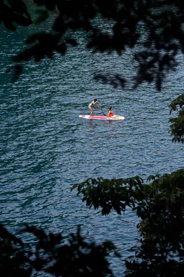 PUERTO VALLARTA, MEX-SEPTEMBER 1, 2019: People paddle board in Colomitos Cove on September 1, 2019 in Puerto Vallarta, Mexico. Colomitos Cove is about 45 minutes from the start of the trail. (Photo By Dania Maxwell / Los Angeles Times)