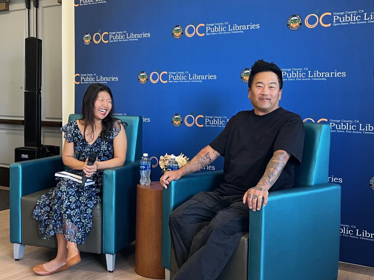 Roy Choi in conversation with Jenn Tanaka at the Rancho Santa Margarita Library on July 13.