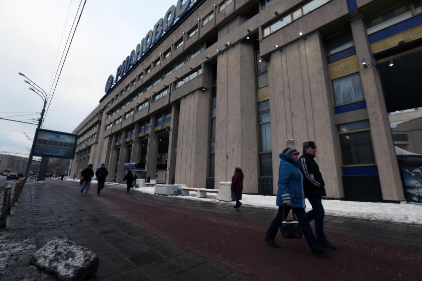 The formidable RIA Novosti building in central Moscow is less than a mile from Russia's Foreign Ministry and the U.S. Embassy.