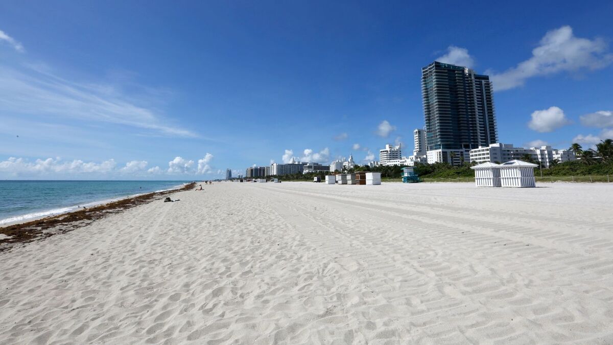 The beaches are nearly empty in Miami Beach in advance of Hurricane Irma.