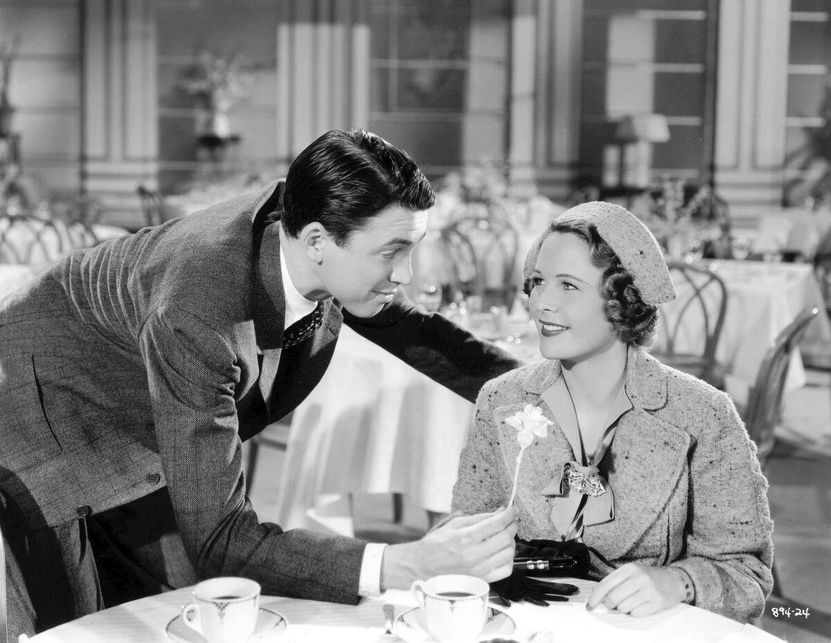 James Stewart and Wendy Barrie in the 1936 racing drama "Speed," directed by Edwin L Marin.