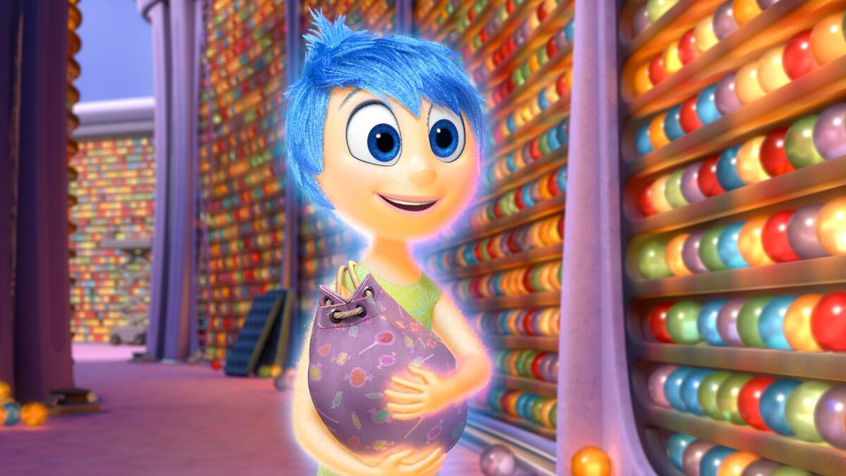 The character Joy, voiced by Amy Poehler, appears in a scene from "Inside Out."