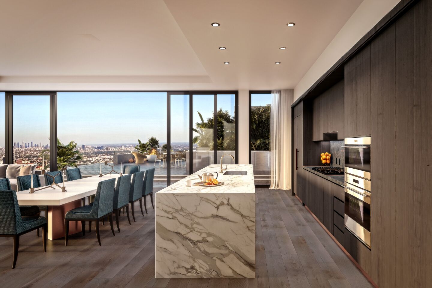 A rendering of the penthouse, designed by Martin Brudnizki in collaboration with Ehrlich Yanai Rhee Chaney Architects.