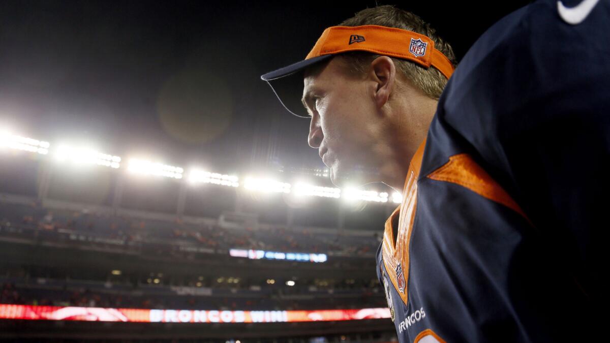 Denver Broncos quarterback Peyton Manning worked John Elway's name into signal calling.