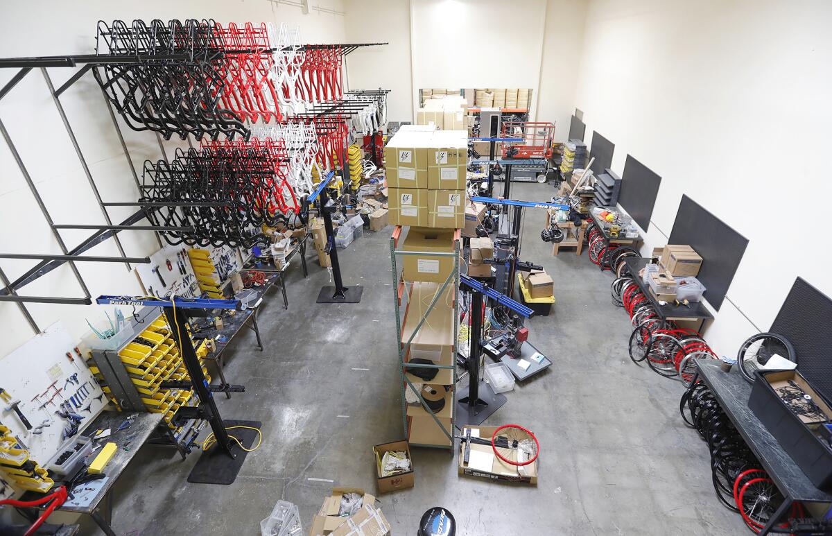 The new Electric Bike Co. production warehouse facility in Costa Mesa.