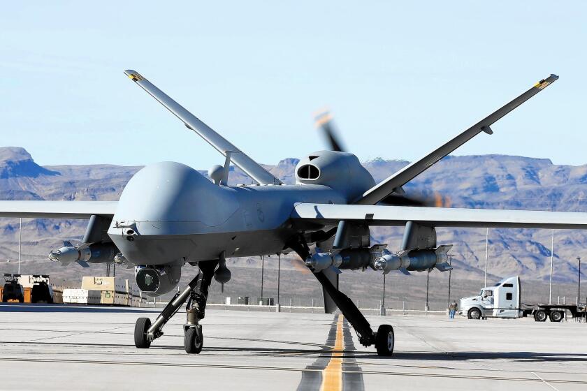 An MQ-9 Reaper drone during a training mission at Creech Air Force Base in Indian Springs, Nev., on Nov. 17.