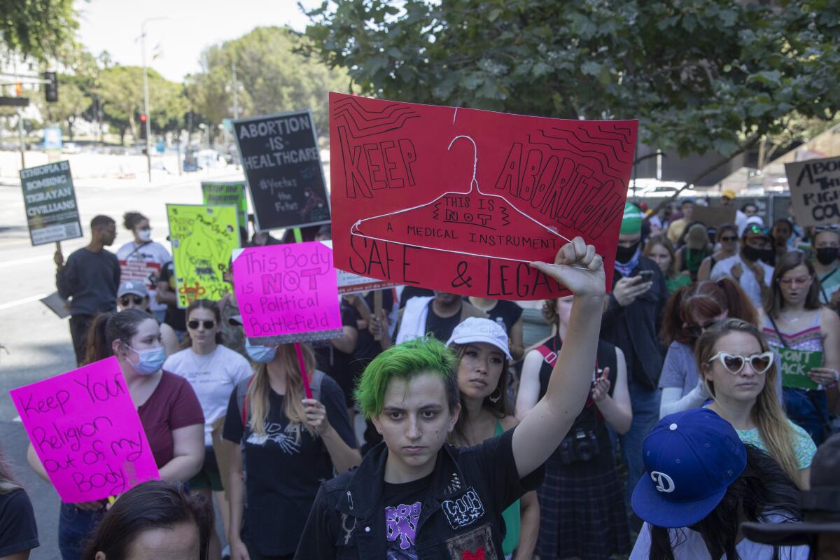 Rise Up 4 Abortion Rights holds a rally in downtown Los Angeles as part of a nationwide protest.