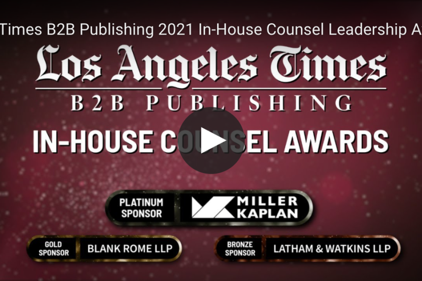 a video thumbnail for the in LA Times B2B in-house counsel awards
