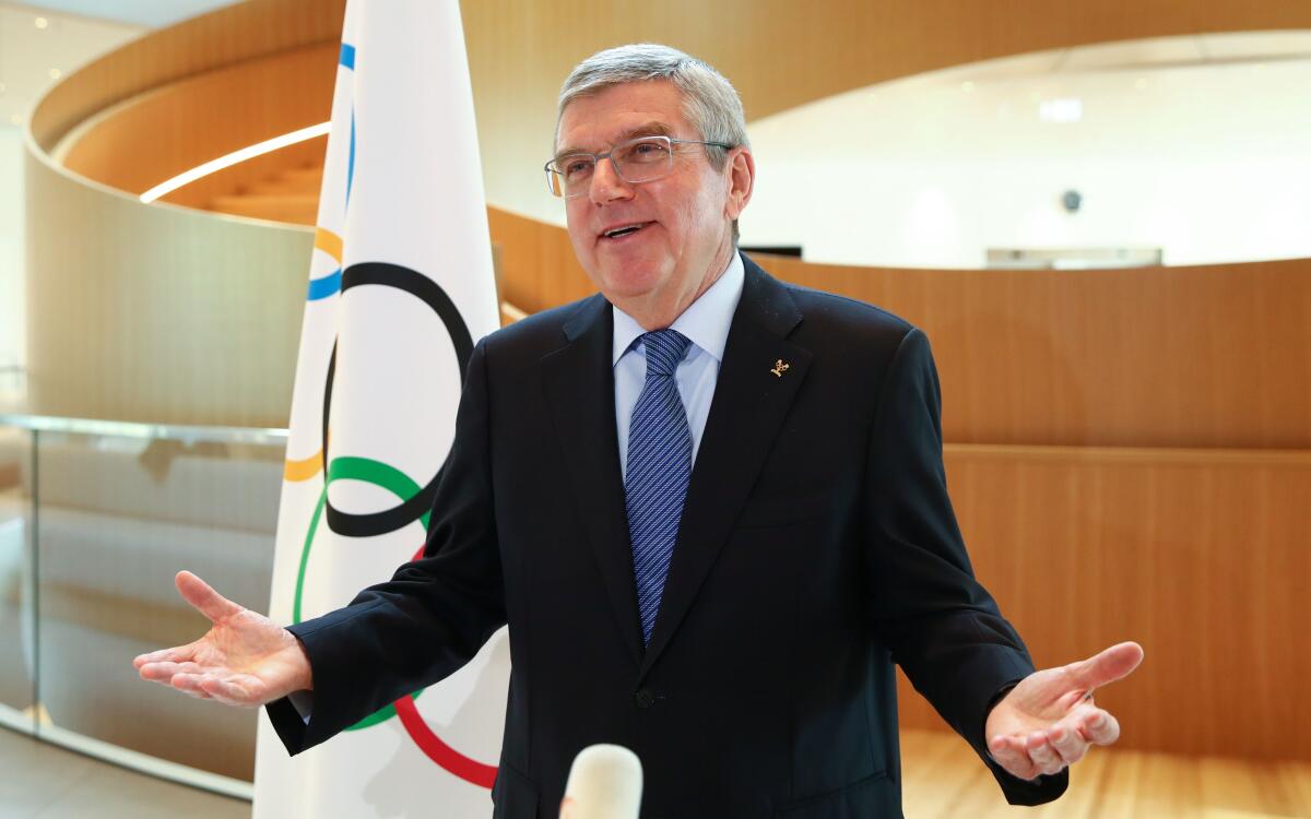 International Olympic Committee President Thomas Bach at a news conference on Wednesday.