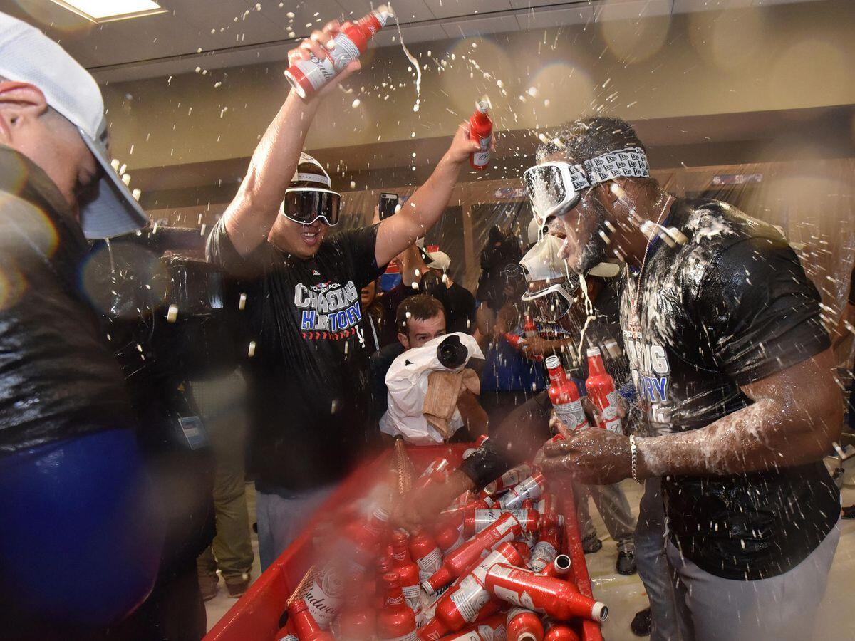 The Dodgers celebrate their NLDS win.