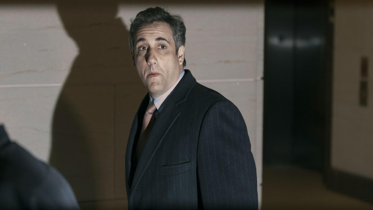 Michael Cohen, former attorney for President Trump, arrives at the secure offices of the House Intelligence Committee on March 6.