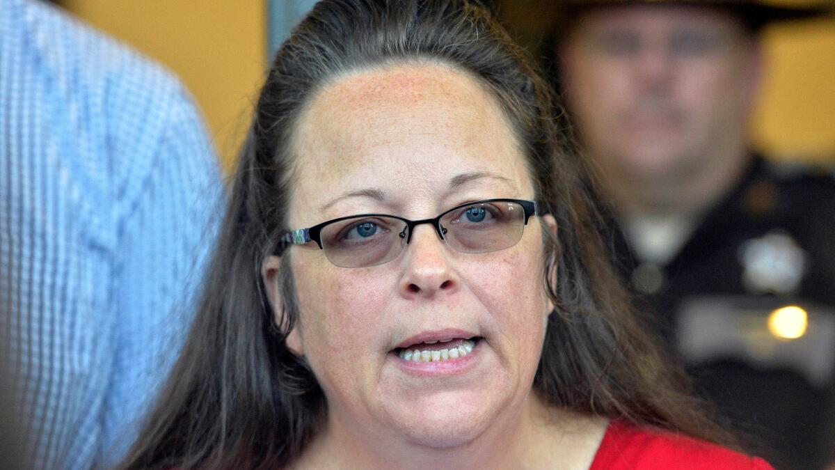 Clerk Kim Davis, pictured in September, took a stand against gay marriage.