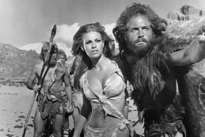 Raquel Welch and John Richardson from the 1966 film "One Million Years B.C.".