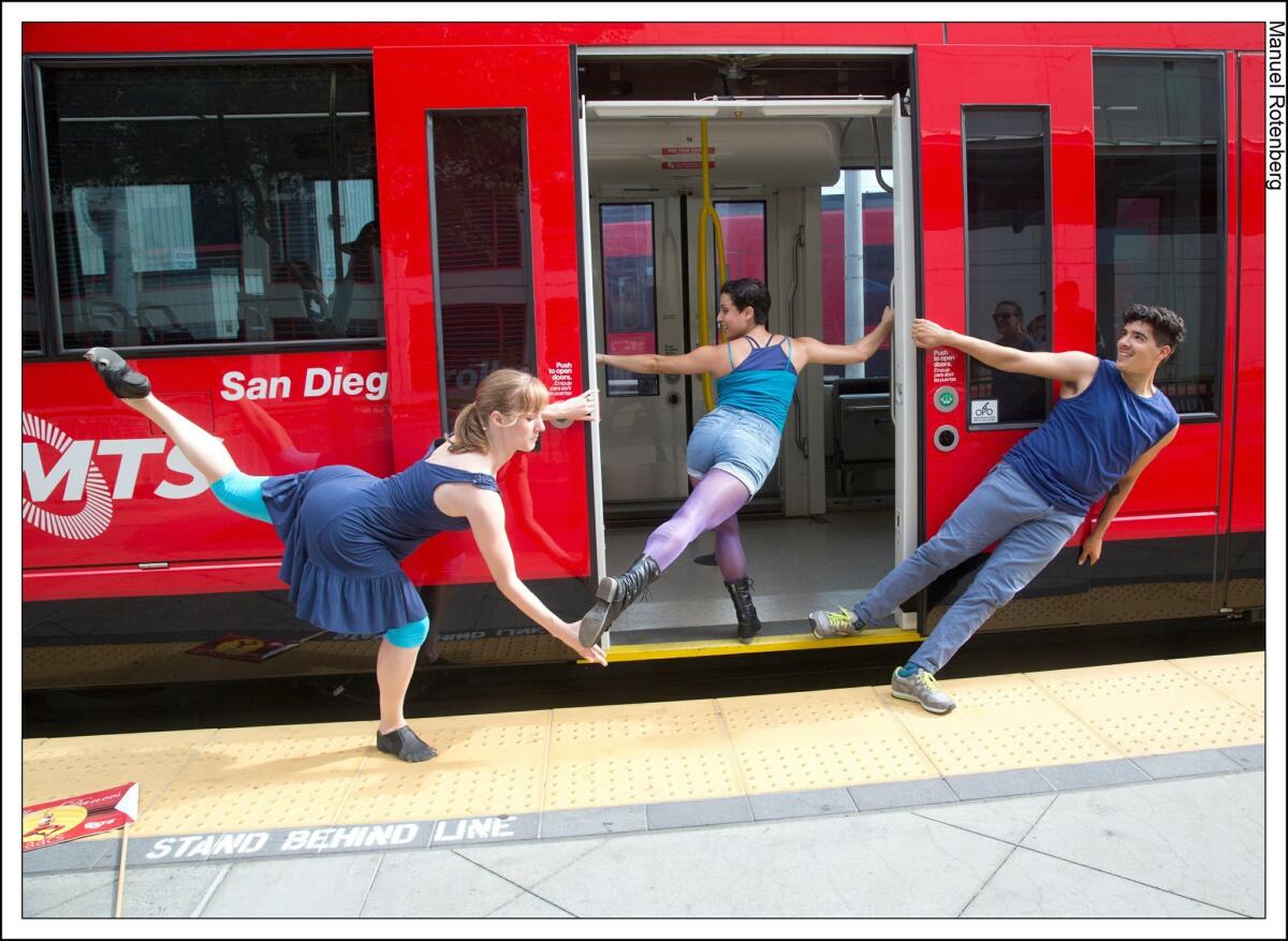 Dancers with Jean Isaacs' San Diego Dance Theatre perform in Trolley Dances, which returns Sept. 27. — Manuel Rotenberg