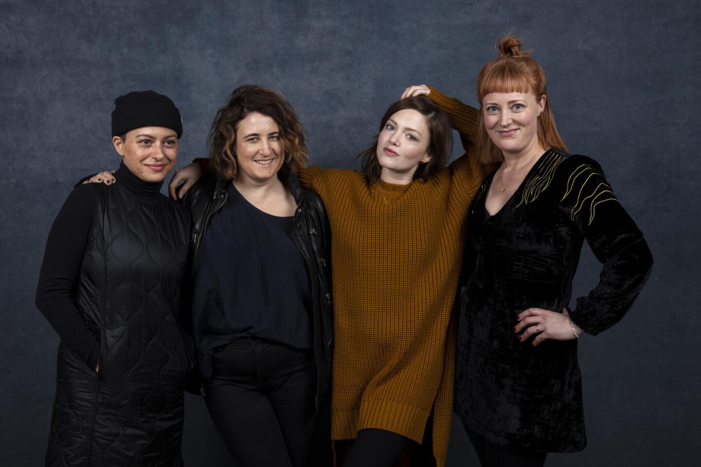 Actor Alia Shawkat, director Sophie Hyde, actor Holliday Grainger and writer Emma Jane Unsworth from the film "Animals."
