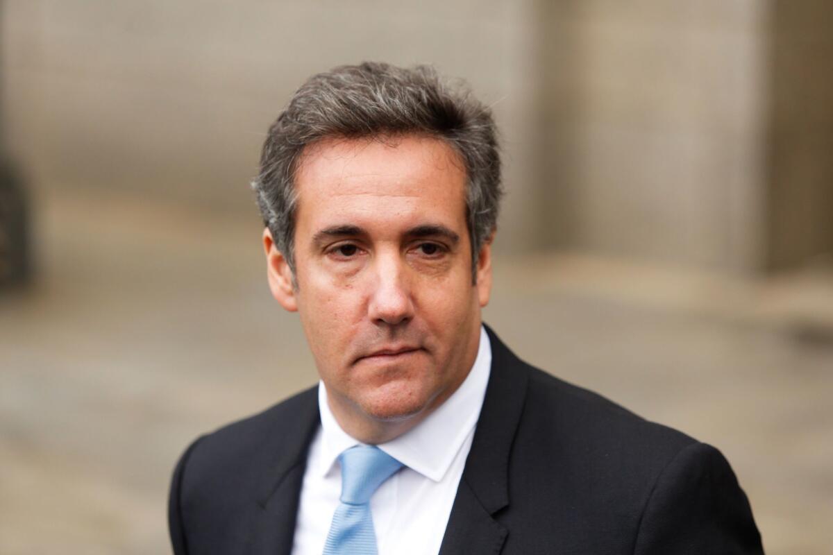 President Trump's former lawyer Michael Cohen leaves the federal court in New York on April 16.