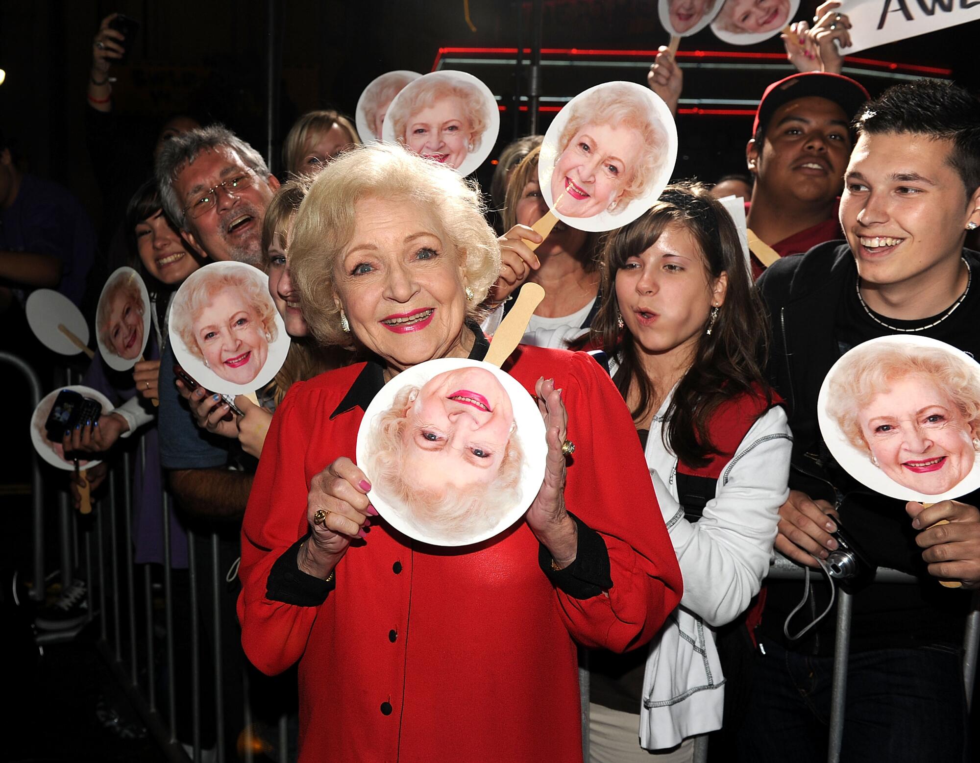 Actress Betty White arrives at the premiere of "You Again" at the El Capitan Theatre.