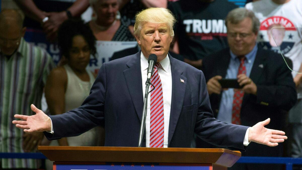 Republican presidential nominee Donald Trump campaigns in Austin, Texas, on Tuesday.