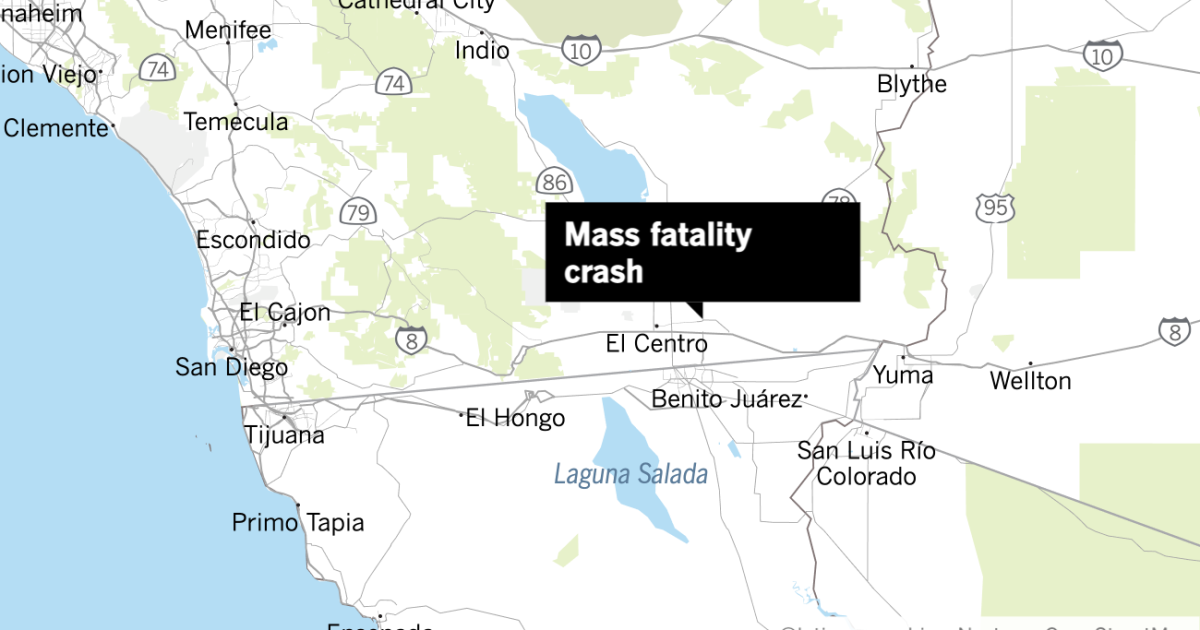 A mass-fatal crash was reported on the highway in Imperial County