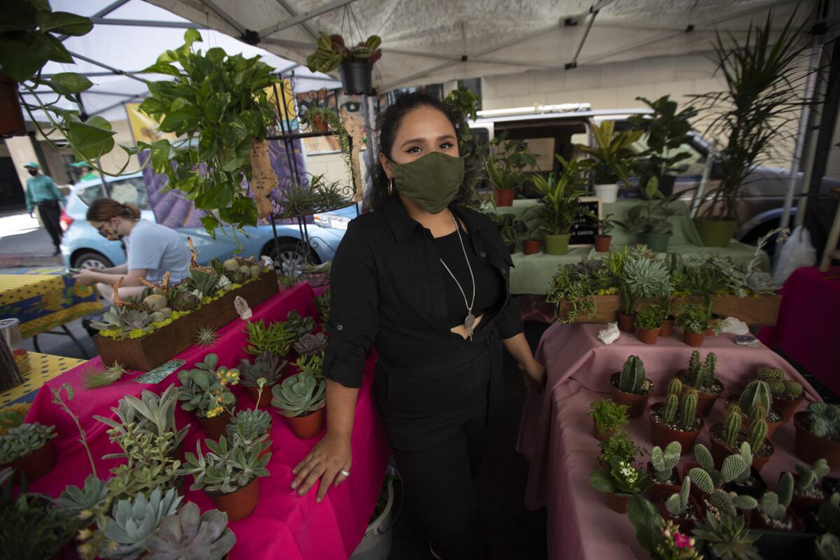 Dianna Martinez, owner of the L.A. Garden, at a weekly farmers market 