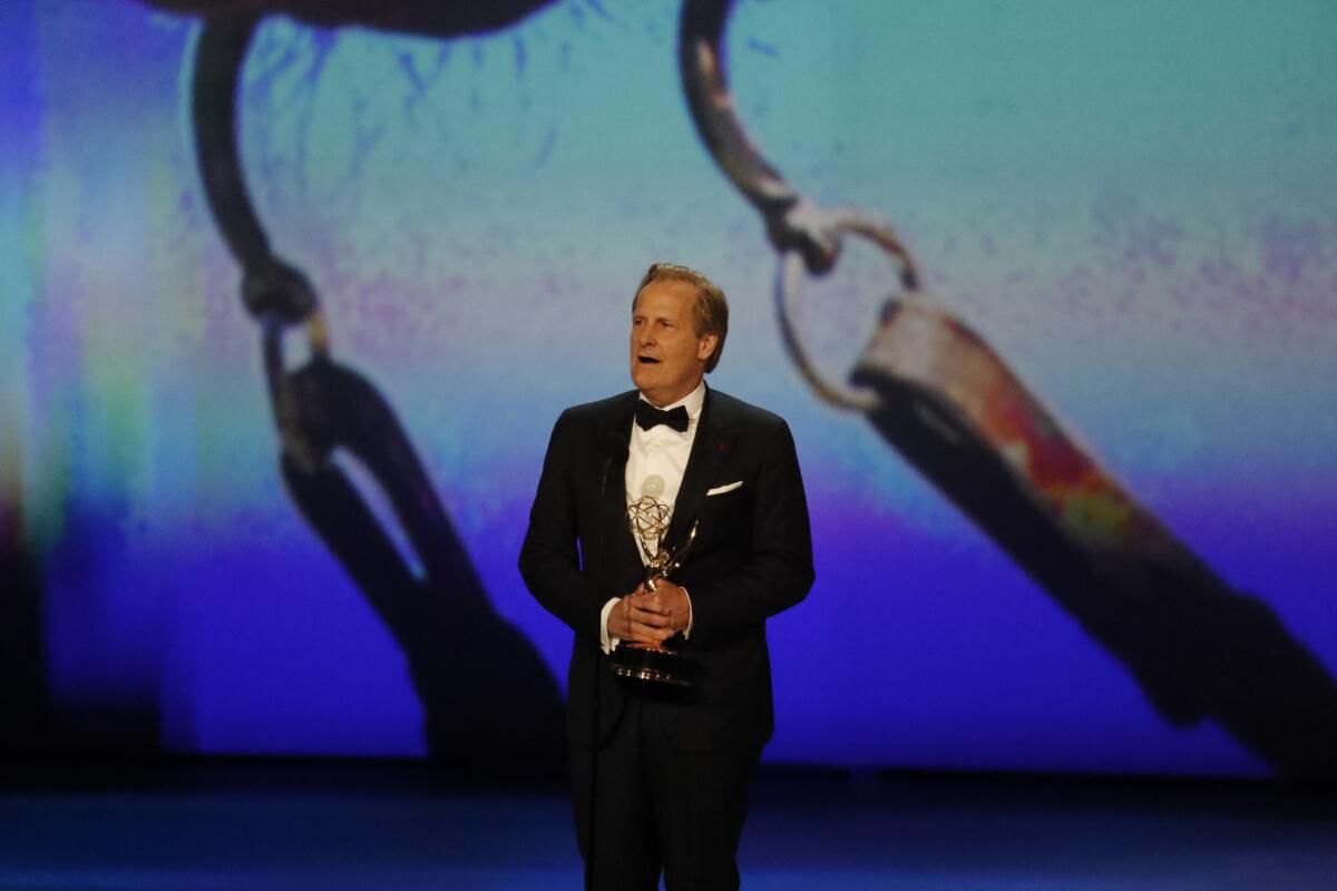 Jeff Daniels accepts the supporting actor in a limited series or TV movie award for "Godless."